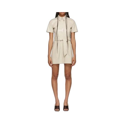 Halli Faux-Leather Mini Shirtdress