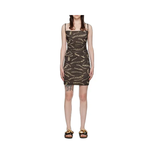 Logo-Print Ruched Mini Dress