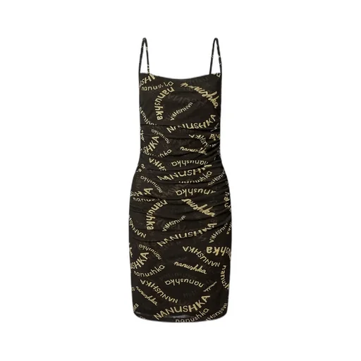 Logo-Print Ruched Mini Dress