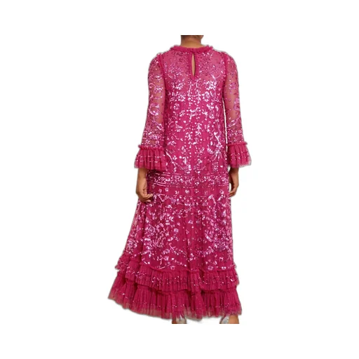 Sequinned Ruffled Maxi Dress