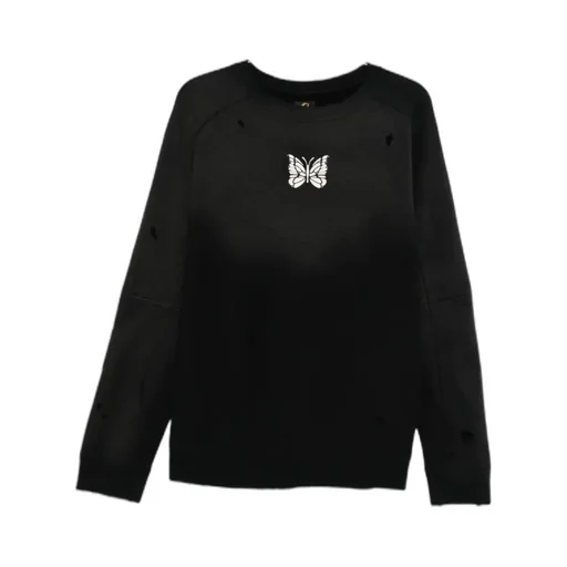 Butterfly-Print Distressed-Effect Sweatshirt
