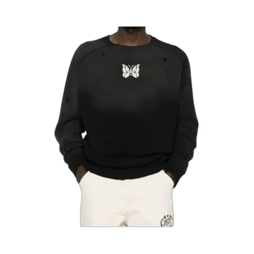 Butterfly-Print Distressed-Effect Sweatshirt