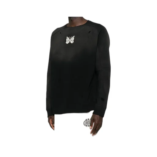 Butterfly-Print Distressed-Effect Sweatshirt