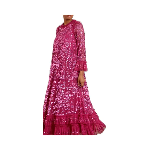 Sequinned Ruffled Maxi Dress