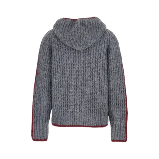 Zip-Up Hooded Knitted Cardigan