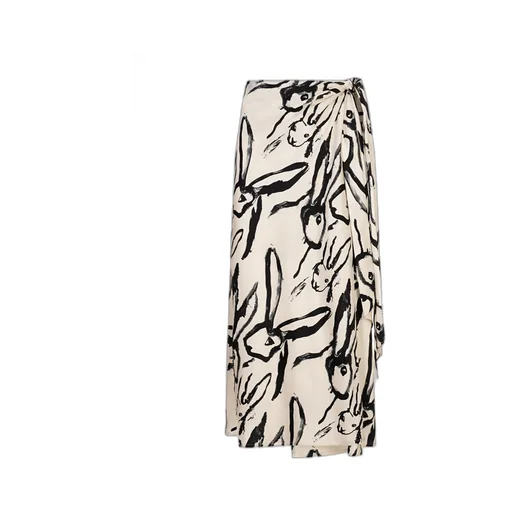 Rabbit Printed Midi Skirt