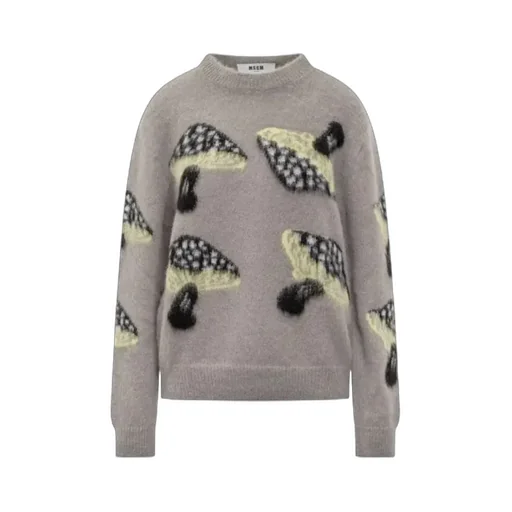 Mushroom Patterned Crewneck Jumper