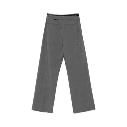 Belted Pleated Straight Leg Trousers