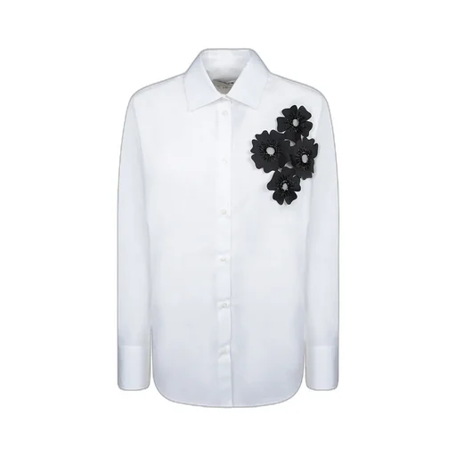 Floral Patch Curved Hem Shirt