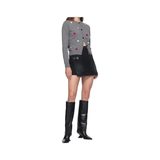 Eyelet-Embellished Denim Miniskirt