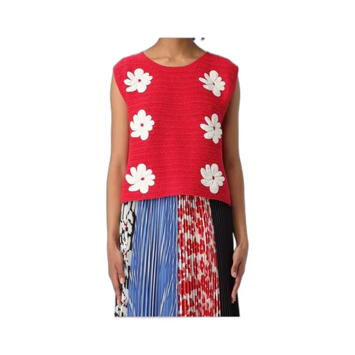 Floral Embroidered Crochet-Knitted Top
