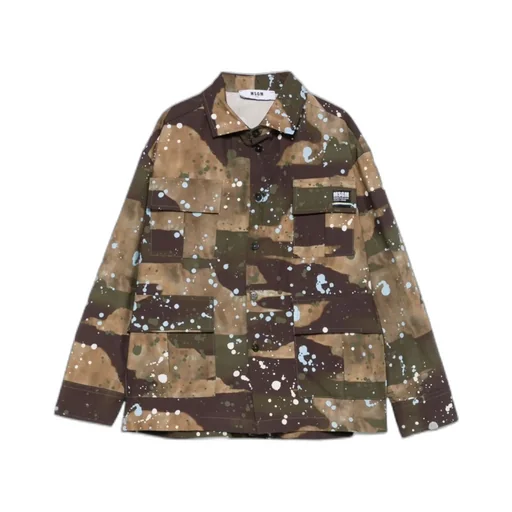 Camouflage Printed Button-Up Shirt