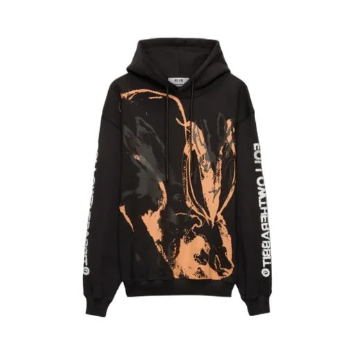 Sketched Bunnies Print Hoodie