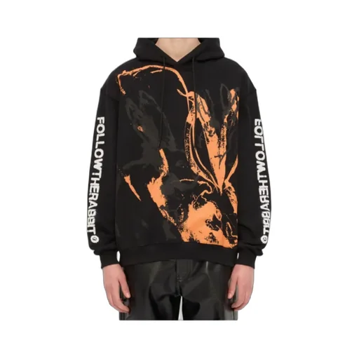 Sketched Bunnies Print Hoodie