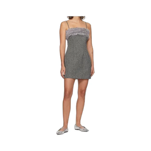 Faux-Fur Trim Mini Dress