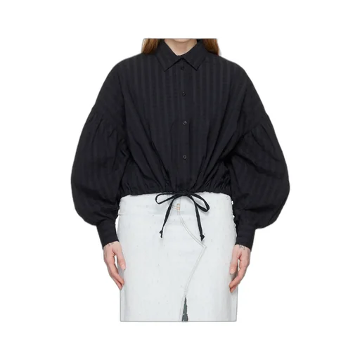 Drawstring-Hem Seersucker Shirt