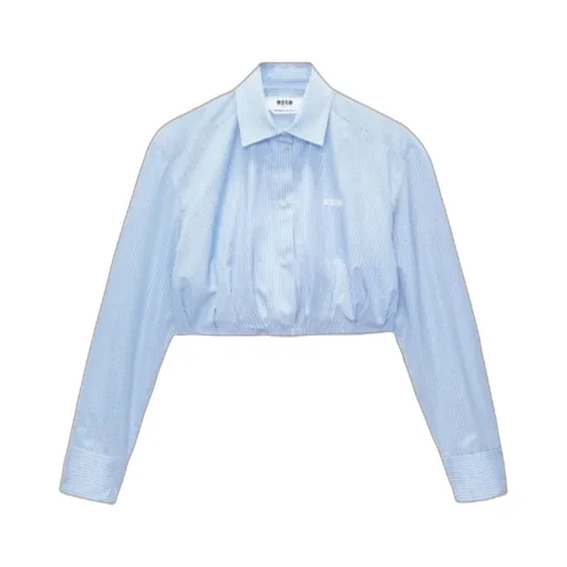 Logo-Embroidered Striped Cropped Shirt