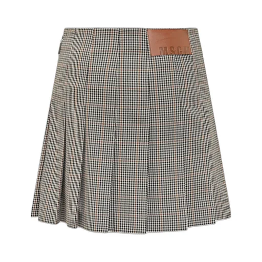 Pleated Checked Mini Skirt