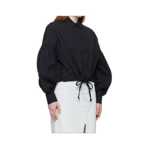 Drawstring-Hem Seersucker Shirt