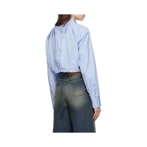 Logo-Embroidered Striped Cropped Shirt