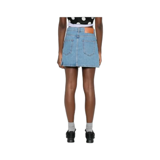 Denim Mini Straight Skirt With Bow Detail