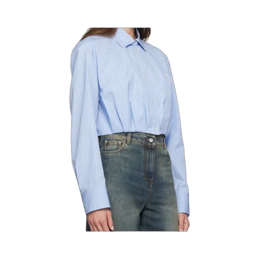 Logo-Embroidered Striped Cropped Shirt