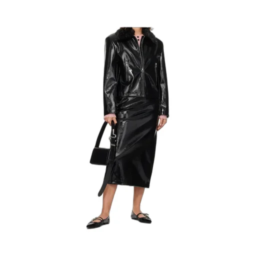 Long-Sleeved Leather Jacket