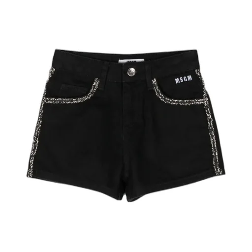 Contrasting-Trim Denim Shorts