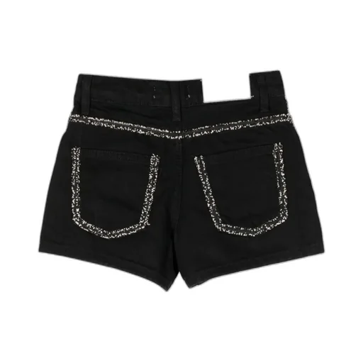 Contrasting-Trim Denim Shorts