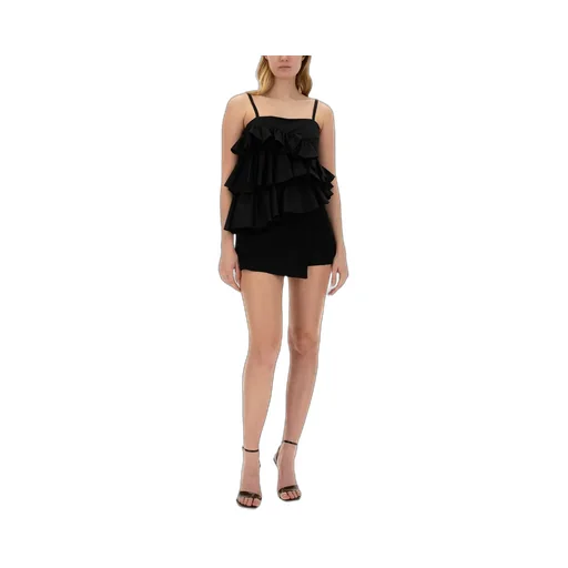 Asymmetric Ruffled Spaghetti Straps Top