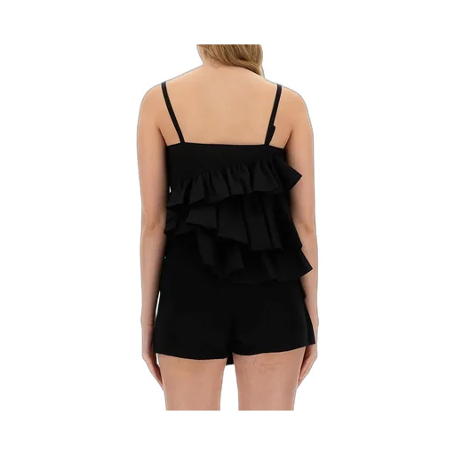Asymmetric Ruffled Spaghetti Straps Top