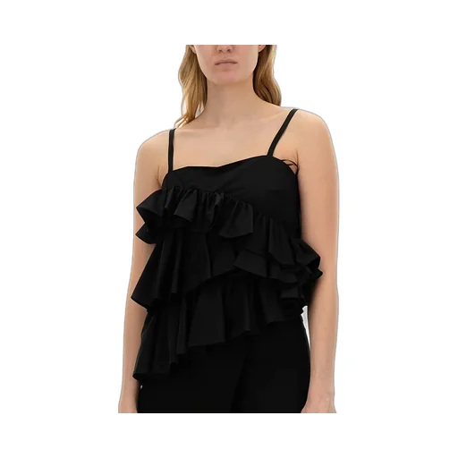 Asymmetric Ruffled Spaghetti Straps Top