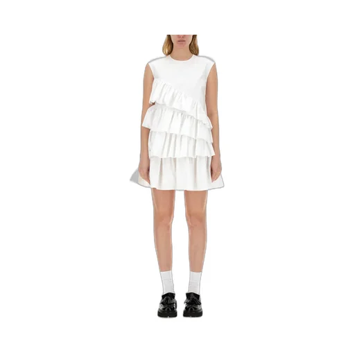 Ruffle-Detailed Crewneck Sleeveless Dress