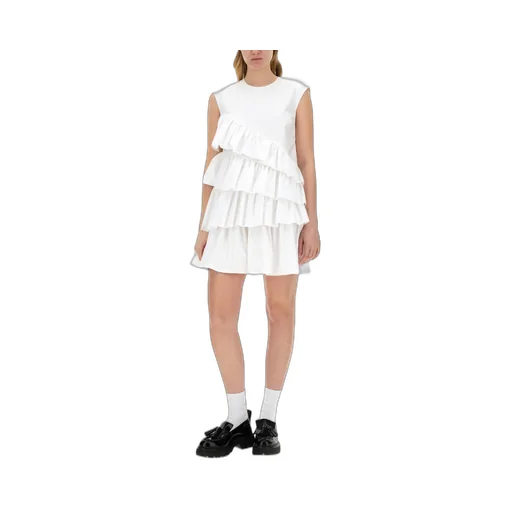 Ruffle-Detailed Crewneck Sleeveless Dress