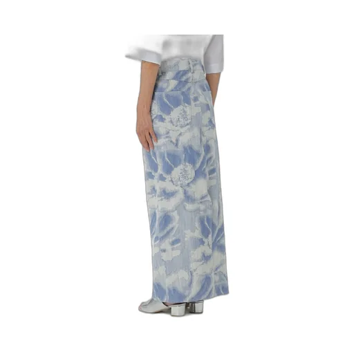 Pattern-Jacquard Denim Maxi Skirt
