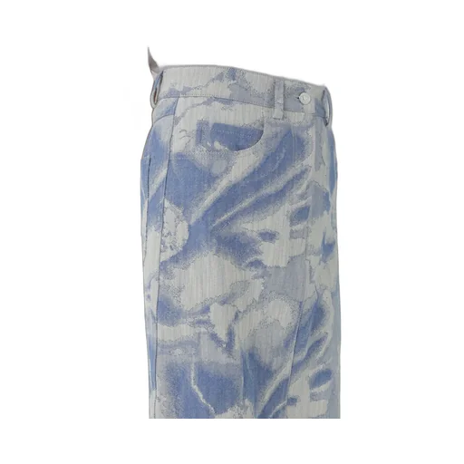 Pattern-Jacquard Denim Maxi Skirt