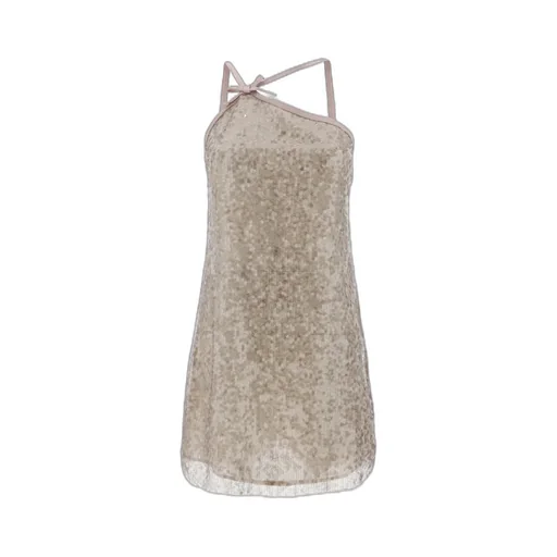 Sequin-Embellished Sleeveless Tulle Mini Dress
