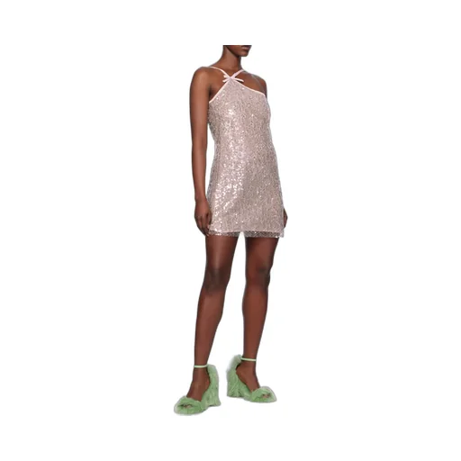 Sequin-Embellished Sleeveless Tulle Mini Dress