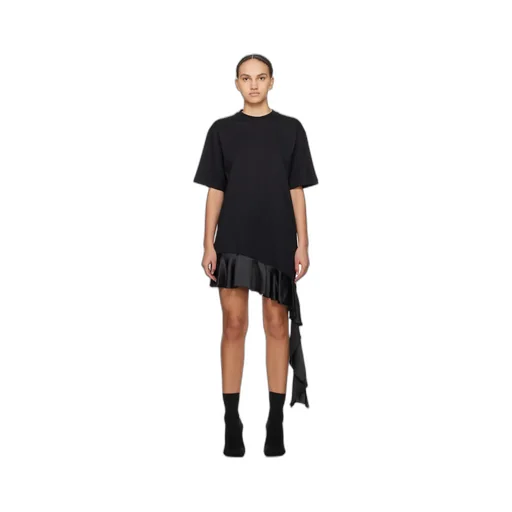 Short-Sleeved Asymmetric Mini T-Shirt Dress