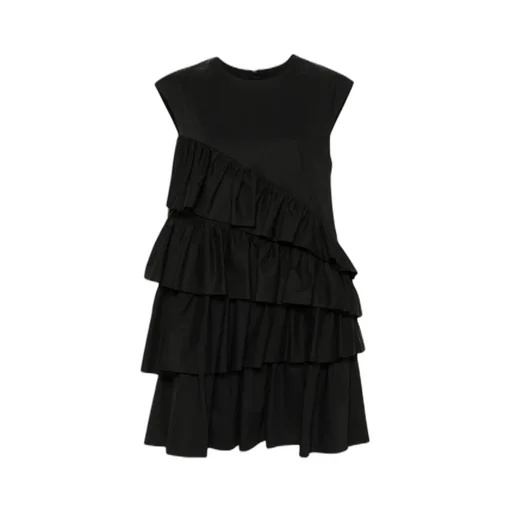 Ruffle-Detailed Crewneck Sleeveless Dress