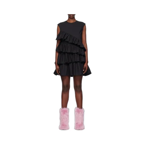 Ruffle-Detailed Crewneck Sleeveless Dress