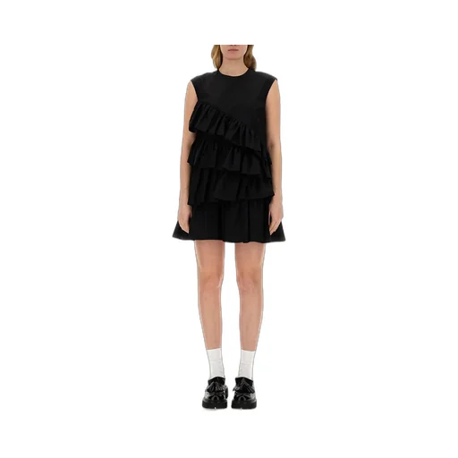 Ruffle-Detailed Crewneck Sleeveless Dress