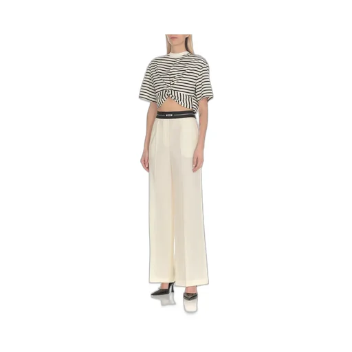 Logo Waistband Wide-Leg Pants