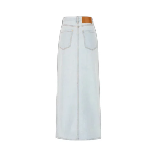 Front-Slit Denim Midi Skirt