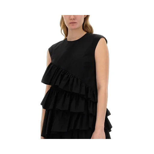 Ruffle-Detailed Crewneck Sleeveless Dress