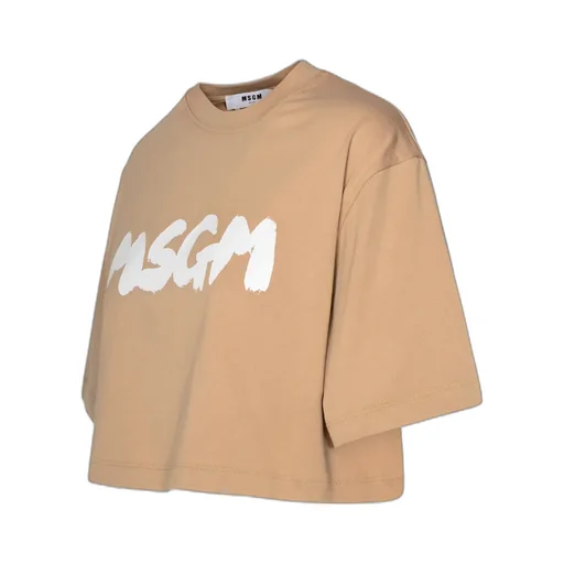 Cropped Logo-Print Cotton T-Shirt