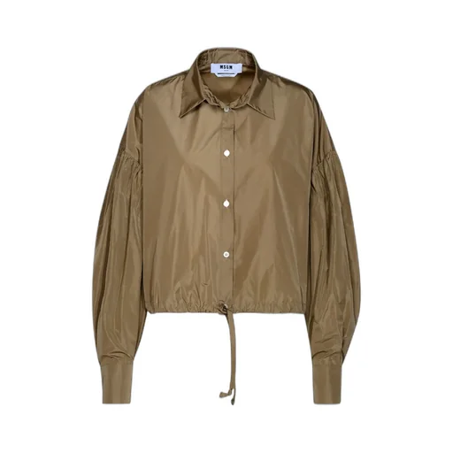 Drawstring-Hem Puff-Sleeved Shirt