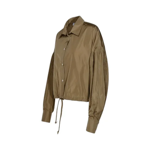 Drawstring-Hem Puff-Sleeved Shirt