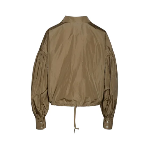 Drawstring-Hem Puff-Sleeved Shirt