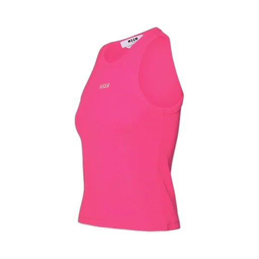 Logo Embroidered Sleeveless Ribbed Tank Top